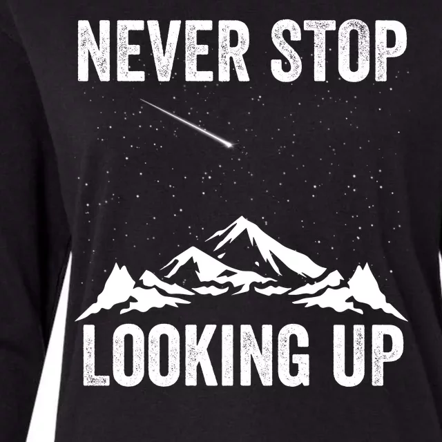 Never Stop Looking Up Amateur Astronomy Stargazing Astronomy Space Constellation Womens Cotton Relaxed Long Sleeve T-Shirt