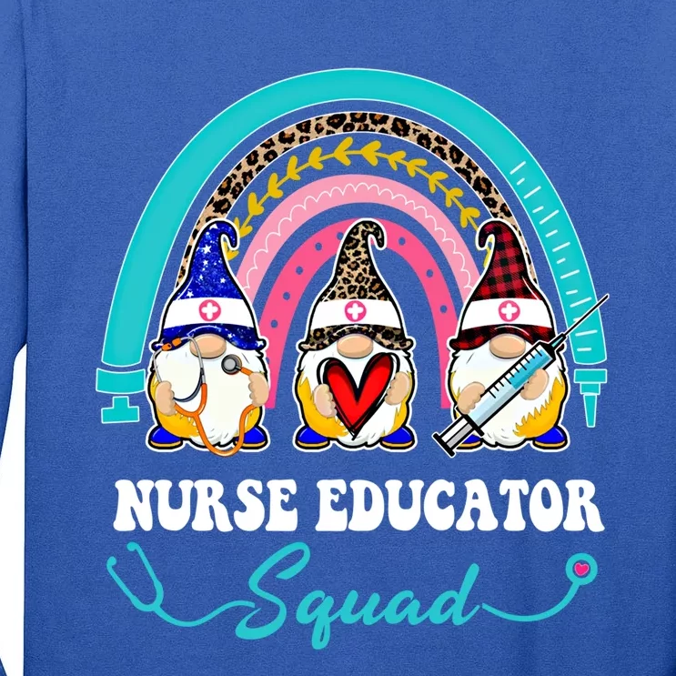 Nurse Squad Leopard Rainbow Gnome Nurse Educator Gift Tall Long Sleeve T-Shirt