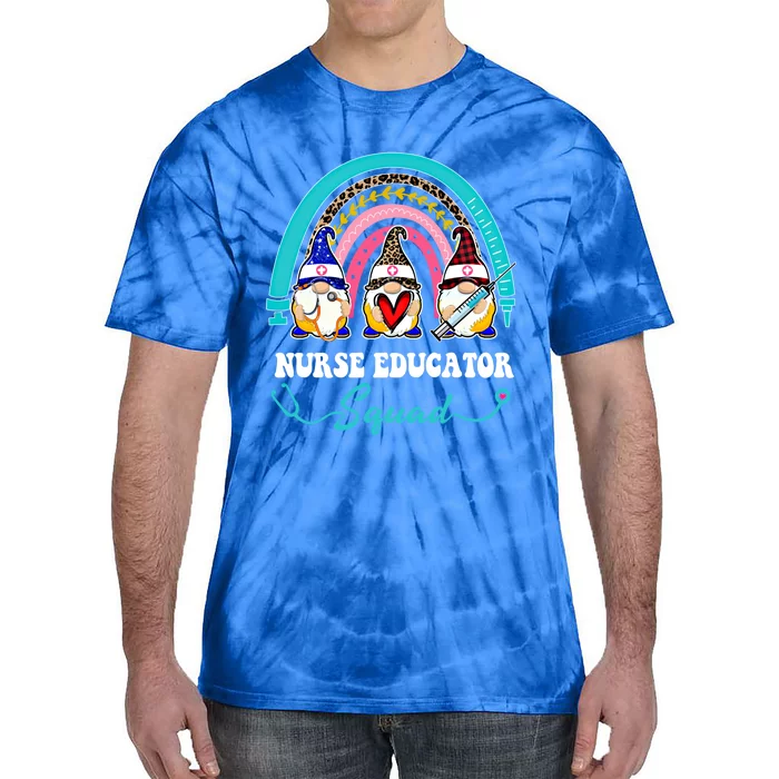 Nurse Squad Leopard Rainbow Gnome Nurse Educator Gift Tie-Dye T-Shirt