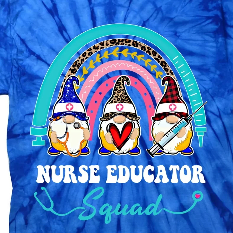 Nurse Squad Leopard Rainbow Gnome Nurse Educator Gift Tie-Dye T-Shirt