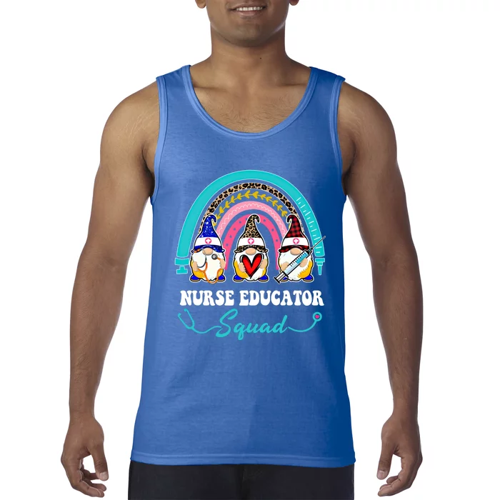 Nurse Squad Leopard Rainbow Gnome Nurse Educator Gift Tank Top