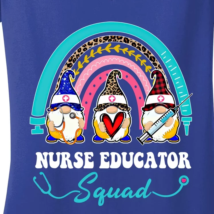 Nurse Squad Leopard Rainbow Gnome Nurse Educator Gift Women's V-Neck T-Shirt