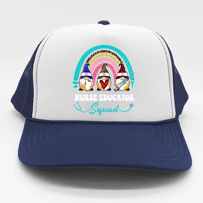 Nurse Squad Leopard Rainbow Gnome Nurse Educator Gift Trucker Hat