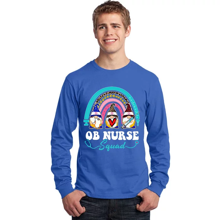 Nurse Squad Leopard Rainbow Gnome Ob Nurse Gift Tall Long Sleeve T-Shirt