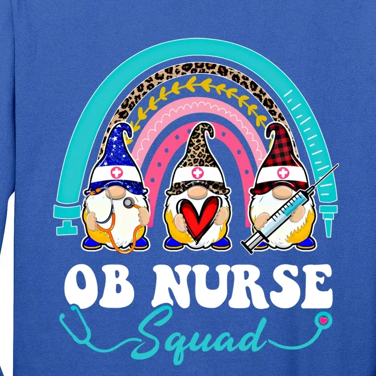 Nurse Squad Leopard Rainbow Gnome Ob Nurse Gift Tall Long Sleeve T-Shirt