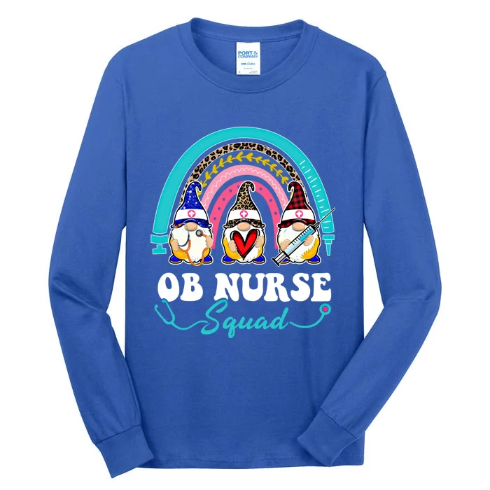 Nurse Squad Leopard Rainbow Gnome Ob Nurse Gift Tall Long Sleeve T-Shirt