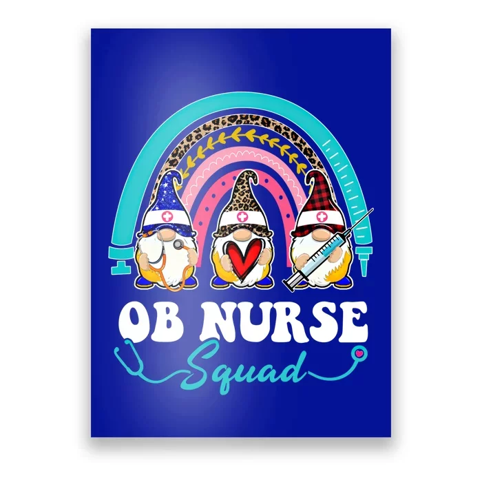 Nurse Squad Leopard Rainbow Gnome Ob Nurse Gift Poster