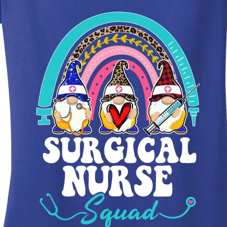 Nurse Squad Leopard Rainbow Gnome Surgical Nurse Gift Women's V-Neck T-Shirt