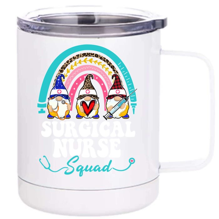 Nurse Squad Leopard Rainbow Gnome Surgical Nurse Gift Front & Back 12oz Stainless Steel Tumbler Cup