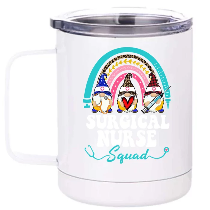 Nurse Squad Leopard Rainbow Gnome Surgical Nurse Gift Front & Back 12oz Stainless Steel Tumbler Cup