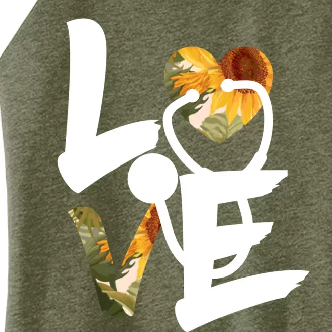 Nurse Sunflower Love Nursing Lovers Gift Women’s Perfect Tri Rocker Tank