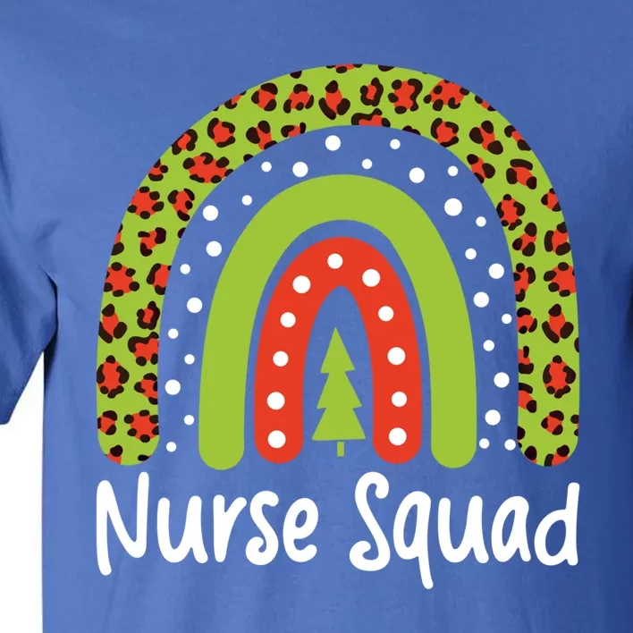 Nurse Squad Leopard Rainbow Christmas Nurses Pajamas Gift Tall T-Shirt