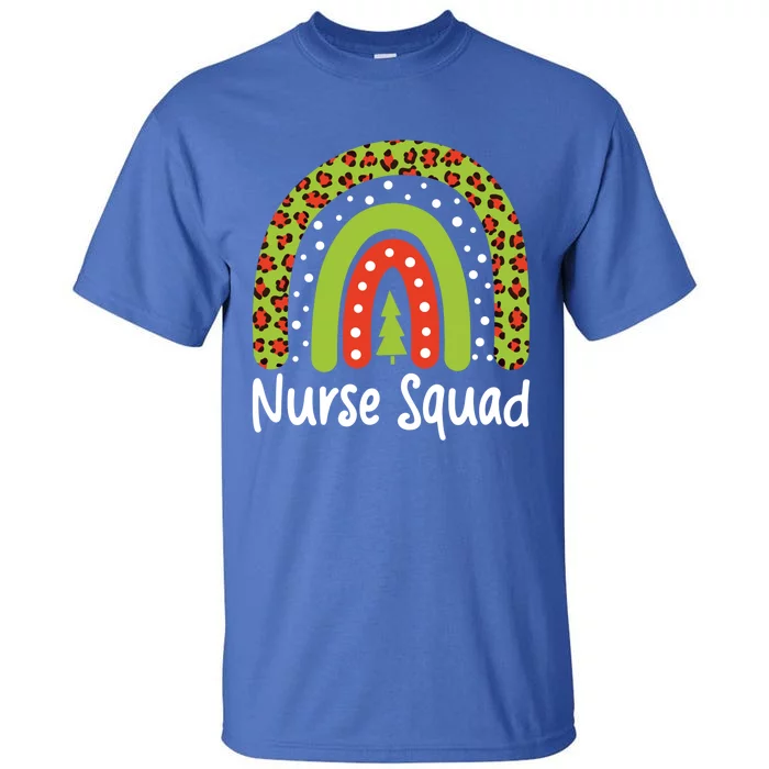 Nurse Squad Leopard Rainbow Christmas Nurses Pajamas Gift Tall T-Shirt