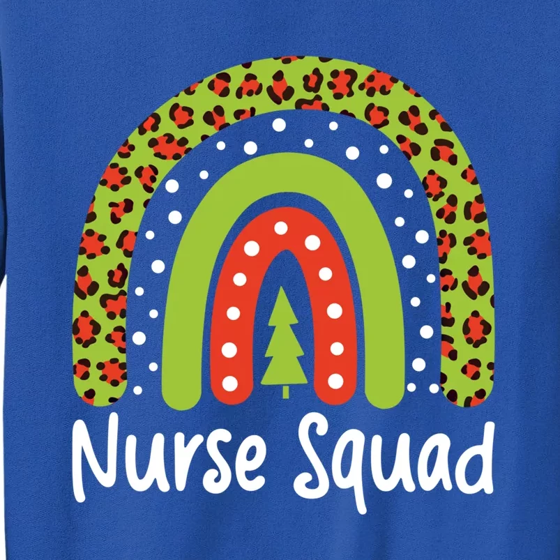 Nurse Squad Leopard Rainbow Christmas Nurses Pajamas Gift Tall Sweatshirt