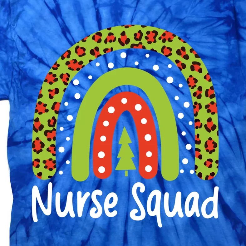 Nurse Squad Leopard Rainbow Christmas Nurses Pajamas Gift Tie-Dye T-Shirt