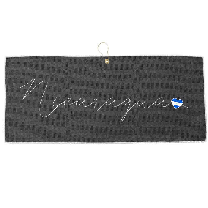 Nicaragua Simple Love Nicaraguan Flag Heart On Nicaragua Large Microfiber Waffle Golf Towel