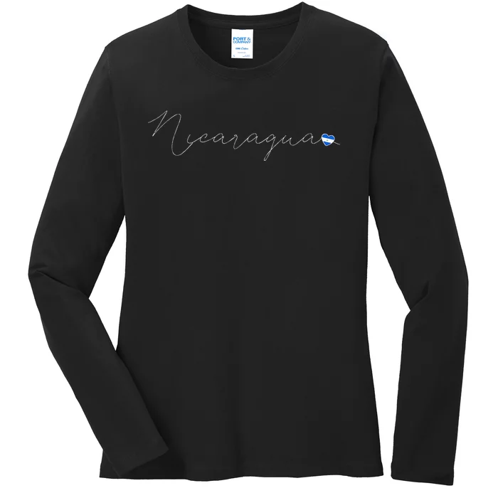 Nicaragua Simple Love Nicaraguan Flag Heart On Nicaragua Ladies Long Sleeve Shirt