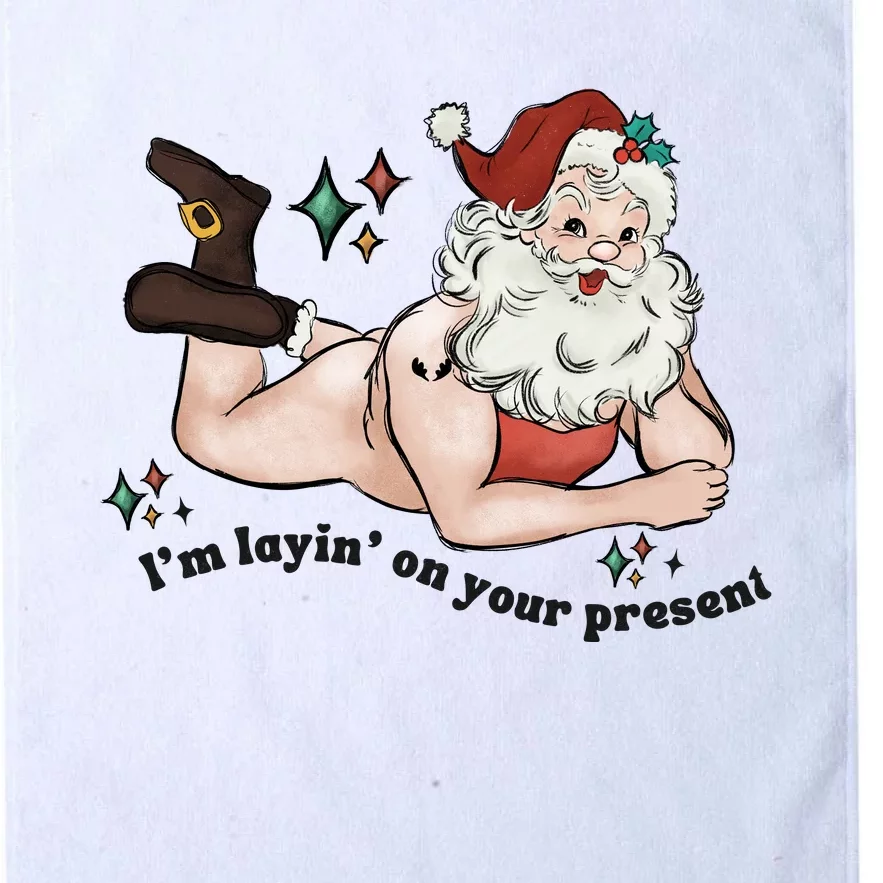 Naked Santa Layin On Your Present Funny Christmas Gag Gift White Elephant Platinum Collection Golf Towel