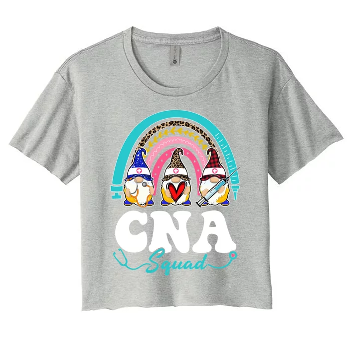 Nurse Squad Leopard Rainbow Gnome Cna Gift Women's Crop Top Tee