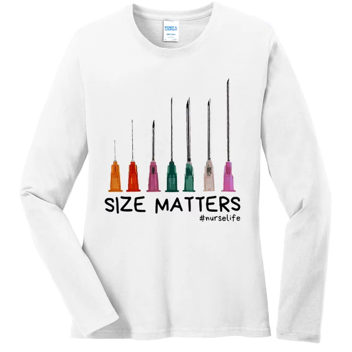 Needle Size Matters Funny Nursing Cna Nurse Life Ladies Long Sleeve Shirt