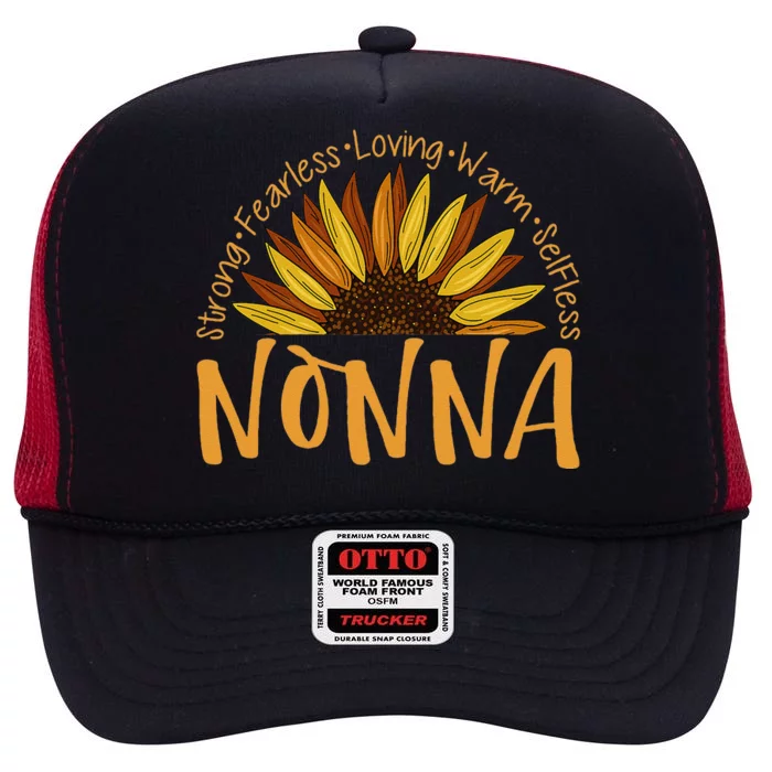 Nonna Sunflower Mothers Day Sunflower For Nonnas High Crown Mesh Trucker Hat