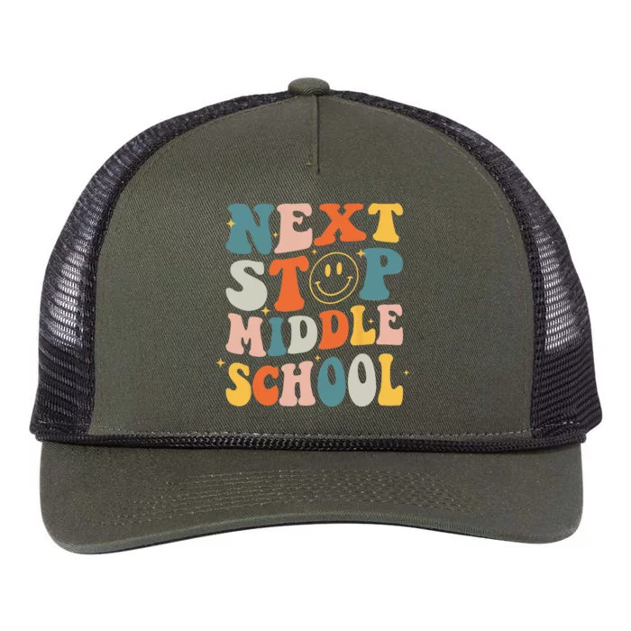 Next Stop Middle School Graduation Last Day Of School Retro Rope Trucker Hat Cap