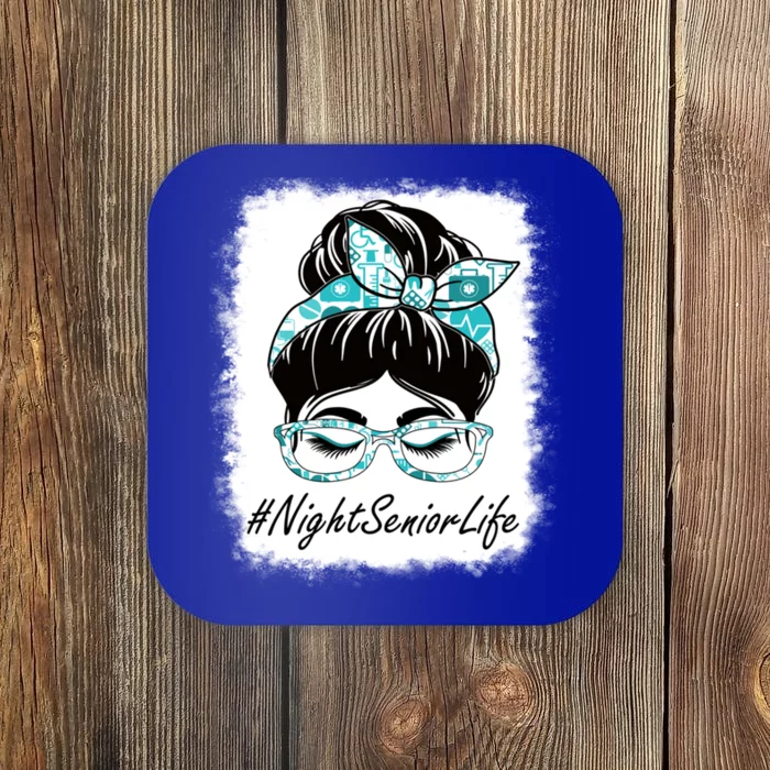 Night Senior Messy Bun Bleached World Health Day Gift Coaster