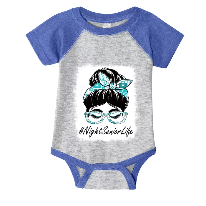 Night Senior Messy Bun Bleached World Health Day Gift Infant Baby Jersey Bodysuit