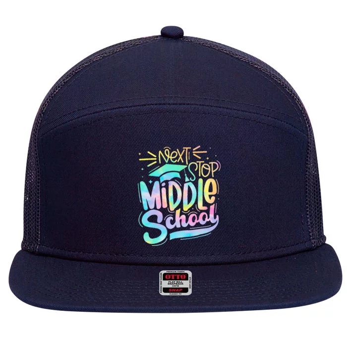 Next Stop Middle School 5th Grade Graduation Last Day 7 Panel Mesh Trucker Snapback Hat