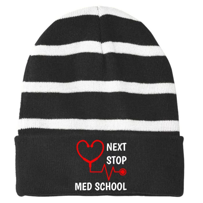 Next Stop Medical School Gift Med School Gift Med Student Gift Striped Beanie with Solid Band