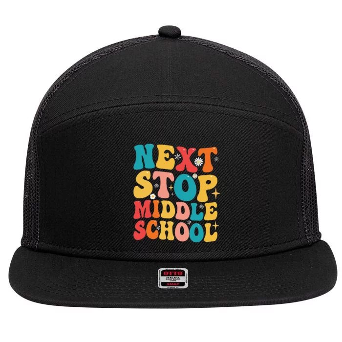 Next Stop Middle School Funny Graduate 5th Grade Graduation 7 Panel Mesh Trucker Snapback Hat