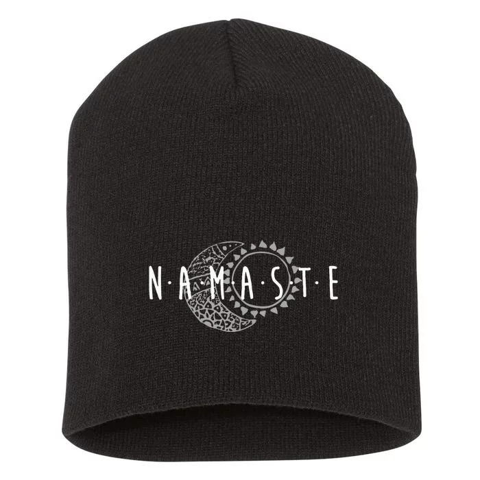 Namaste Sun & Moon Cute Boho Hipster Design Yoga Gift Short Acrylic Beanie