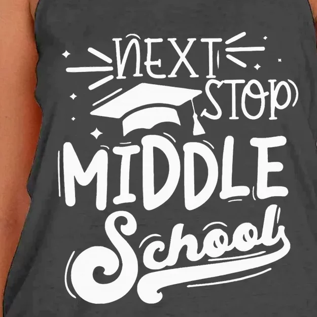 Next Stop Middle School Fifth Grade Graduation Summer Break Women's Knotted Racerback Tank