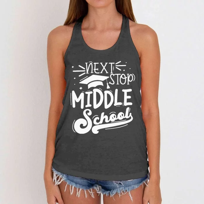 Next Stop Middle School Fifth Grade Graduation Summer Break Women's Knotted Racerback Tank