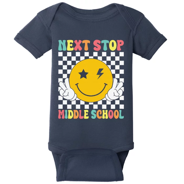 Next Stop Middle School Groovy Elementary School Graduation Baby Bodysuit