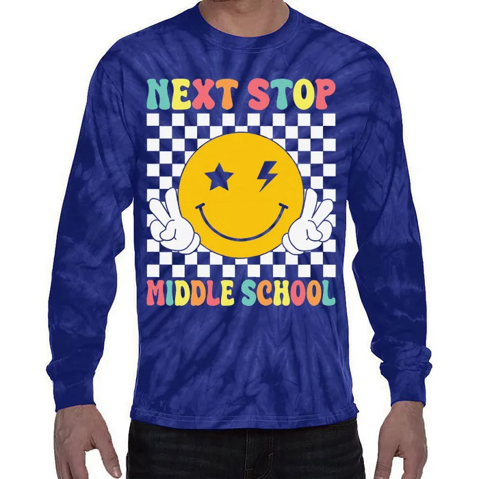 Next Stop Middle School Groovy Elementary School Graduation Tie-Dye Long Sleeve Shirt