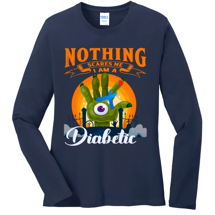 Nothing Scares Me Im A Diabetic Halloween Diabetes Day Ladies Long Sleeve Shirt