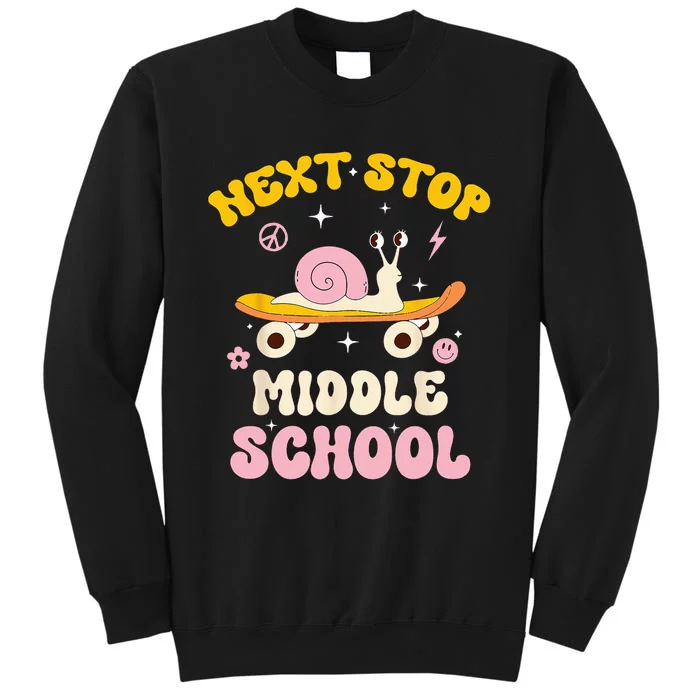 Next Stop Middle School Groovy Holiday Last Day Of School Tall Sweatshirt