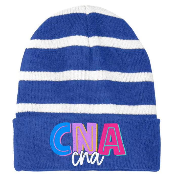 Nothing Scares Me Cna Nurse Job Lover Love Cna Nurse Gift Striped Beanie with Solid Band