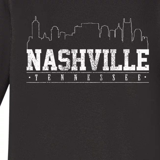 Nashville Skyline Music City Tennessee Gift Baby Long Sleeve Bodysuit