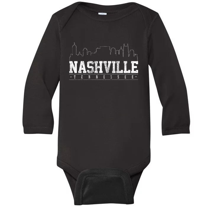 Nashville Skyline Music City Tennessee Gift Baby Long Sleeve Bodysuit