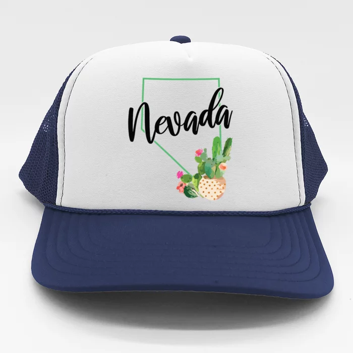 Nevada State Map Pride Cactus Vintage Nevada Trucker Hat