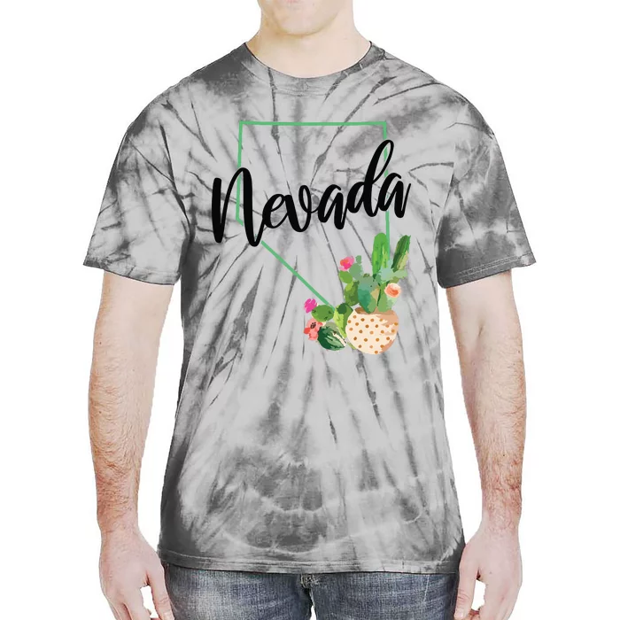 Nevada State Map Pride Cactus Vintage Nevada Tie-Dye T-Shirt