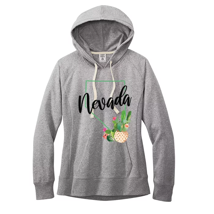 Nevada State Map Pride Cactus Vintage Nevada Women's Fleece Hoodie