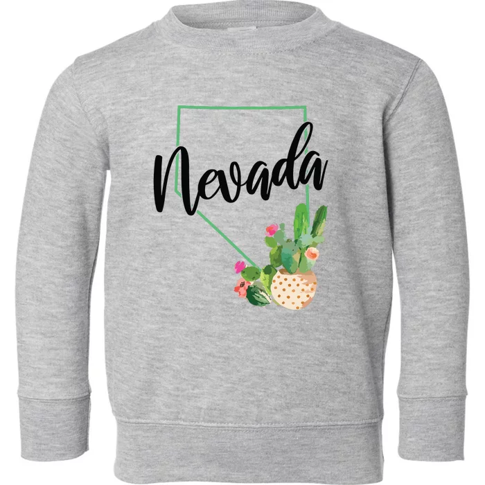 Nevada State Map Pride Cactus Vintage Nevada Toddler Sweatshirt