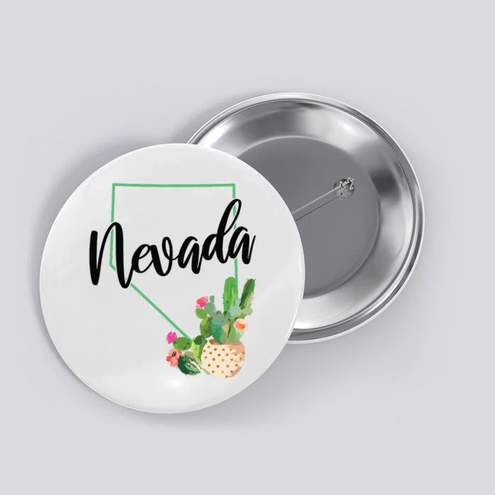 Nevada State Map Pride Cactus Vintage Nevada Button