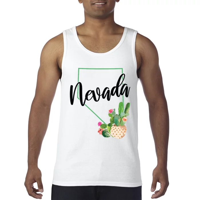 Nevada State Map Pride Cactus Vintage Nevada Tank Top