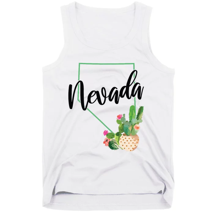 Nevada State Map Pride Cactus Vintage Nevada Tank Top