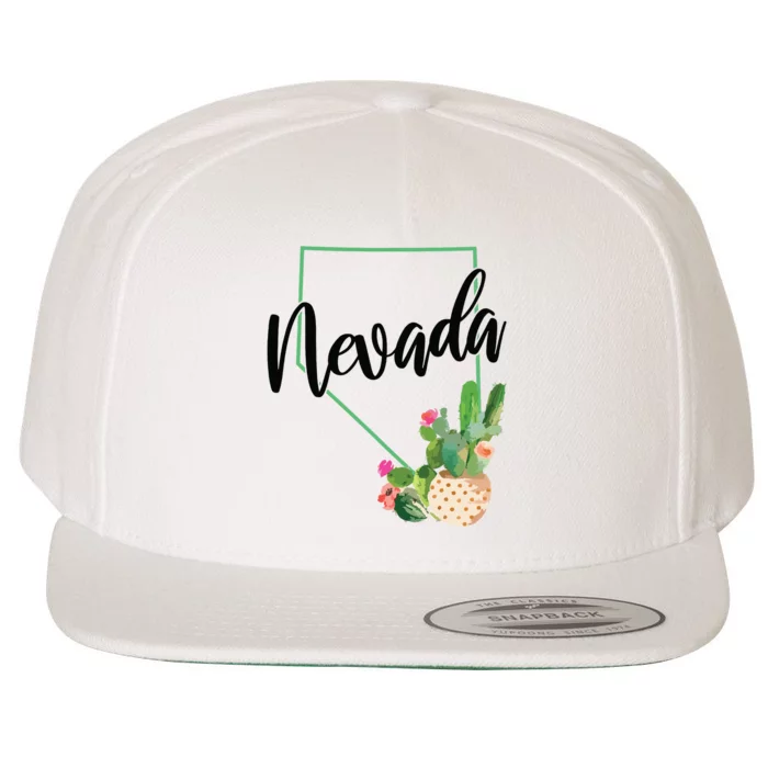 Nevada State Map Pride Cactus Vintage Nevada Wool Snapback Cap