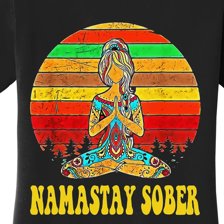 Namastay Sober Na Aa 12 Step Recovery Narcotics Anonymous Women's T-Shirt